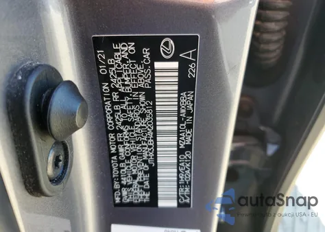 2021 Lexus Ux 200 из США, поврежденный, VIN JTHX3JBH4M2035812